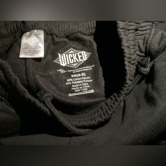 Wicked Women’s Rhinestone Logo Wide Leg Sweatpants Black - Picture 6 of 7